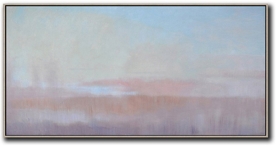 Handmade Extra Large Contemporary Painting,Panoramic Abstract Landscape Painting,Canvas Wall Paintings,Blue,Yellow,Pink,Purple.etc